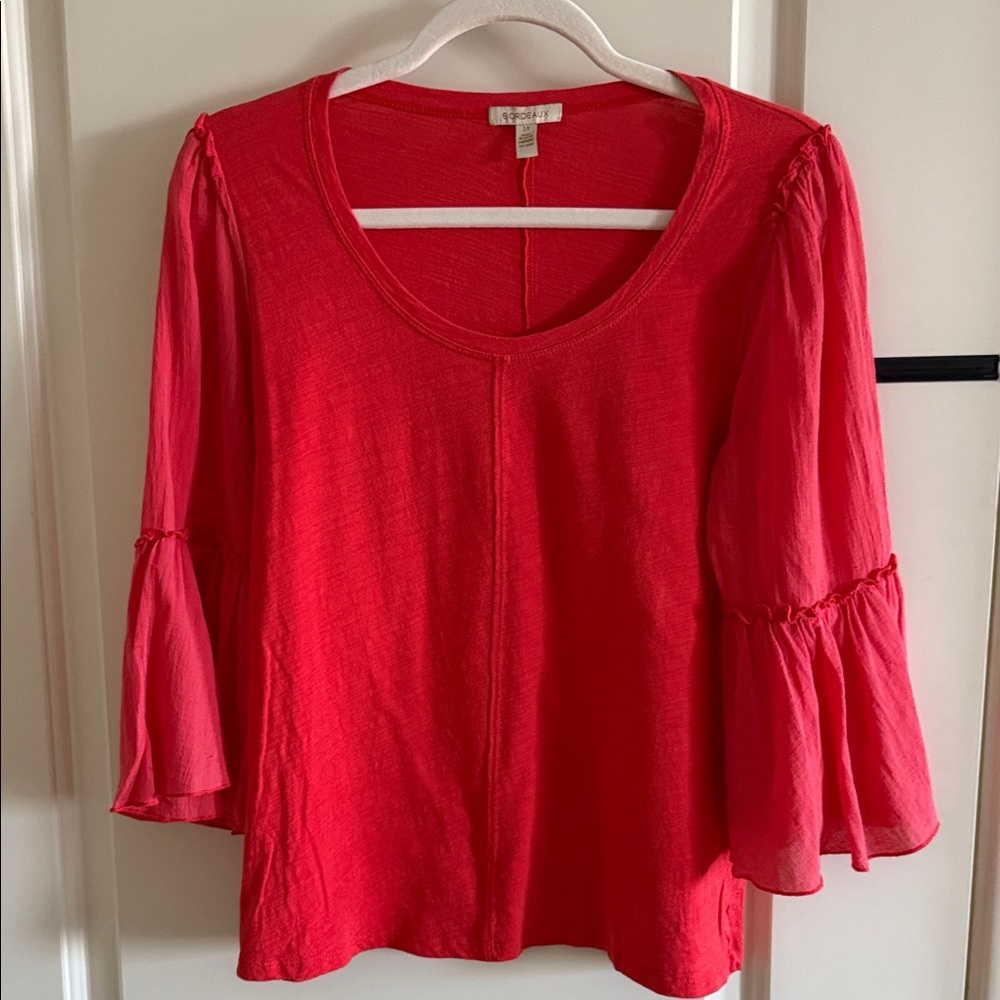 Bordeaux Scarlet Bell Sleeve Blouse
